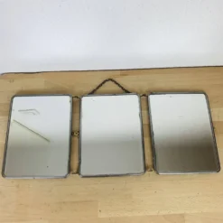 Miroir triptyque de barbier verre biseauté, vintage