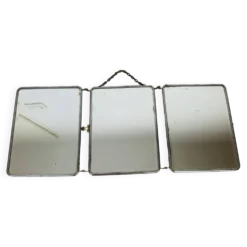 Miroir triptyque de barbier verre biseauté, vintage