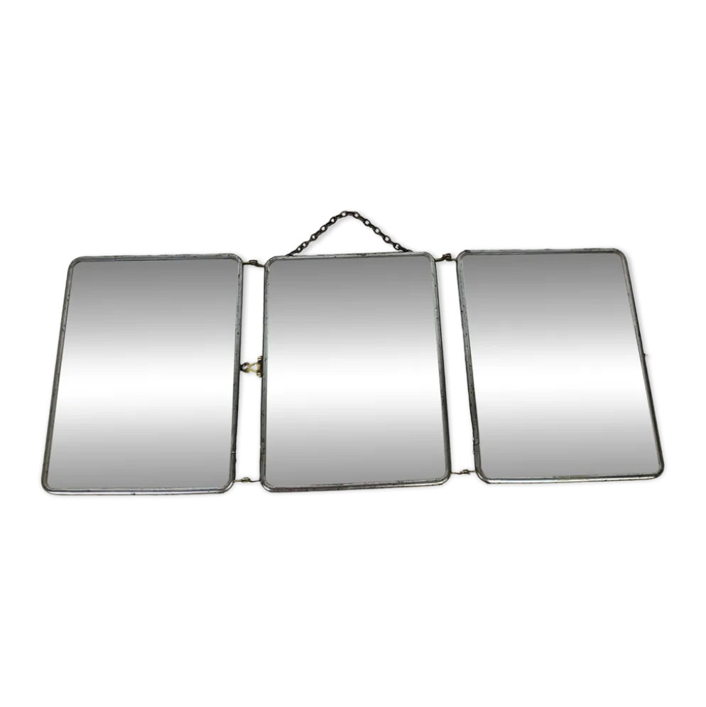 Miroir triptyque de barbier verre biseauté, vintage