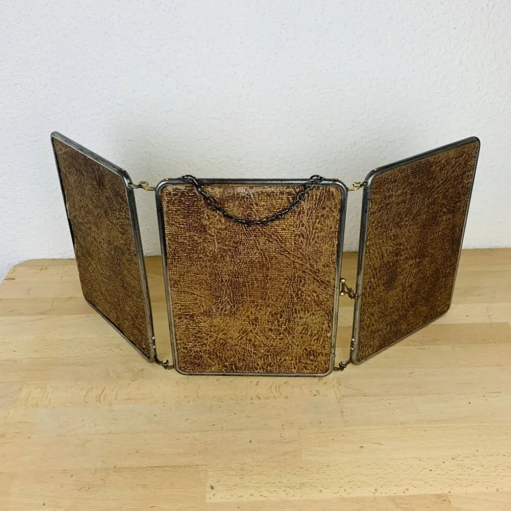 Miroir triptyque de barbier verre biseauté, vintage