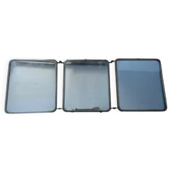 Miroir triptyque dit de barbier années 40 avec encadrement métal