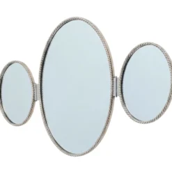 Miroir triptyque vintage en métal torsadé – années 1960