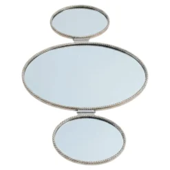 Miroir triptyque vintage en métal torsadé – années 1960