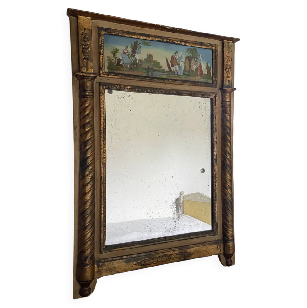 Miroir trumeau époque Restauration - Décor fixé sous verre