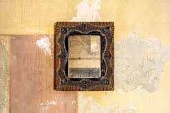 Miroir vintage avec cadre en céramique 50