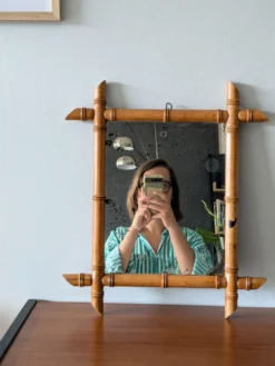 Miroir vintage bambou