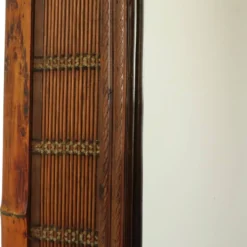 Miroir vintage carré en bambou et rotin boho 70 cm