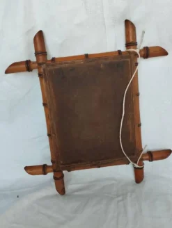 Miroir vintage en bambou – Forme tour – Années 60–70 – Bohème