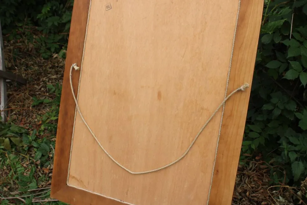 Miroir vintage en bois doré champagne – style Louis-Philippe – 86 × 62 cm