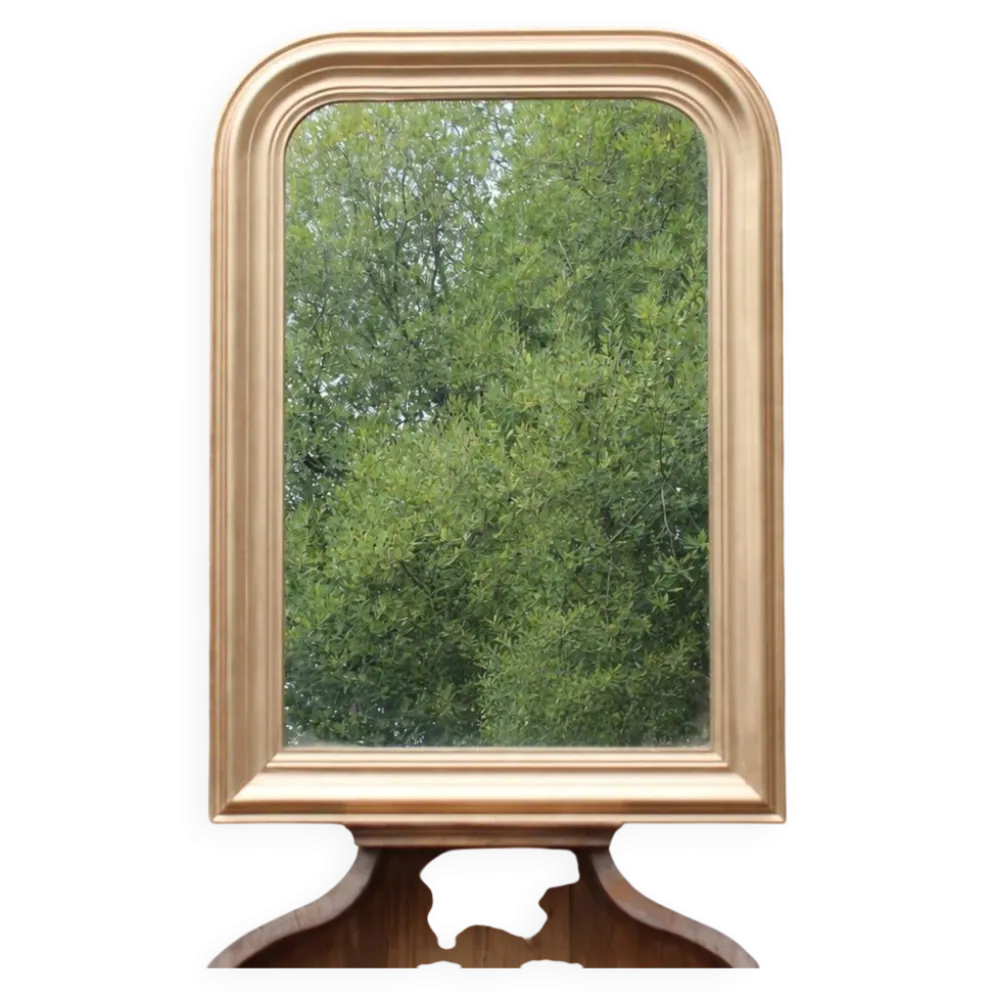 Miroir vintage en bois doré champagne – style Louis-Philippe – 86 × 62 cm