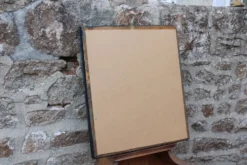 Miroir vintage en bois et stuc bleu nuit patiné doré – style baroque – 51 ×