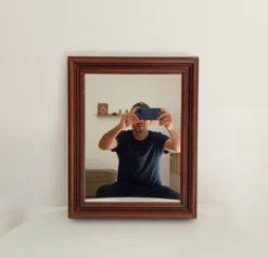Miroir vintage en bois massif, années 60-70