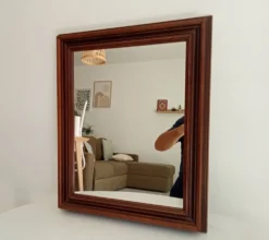 Miroir vintage en bois massif, années 60-70
