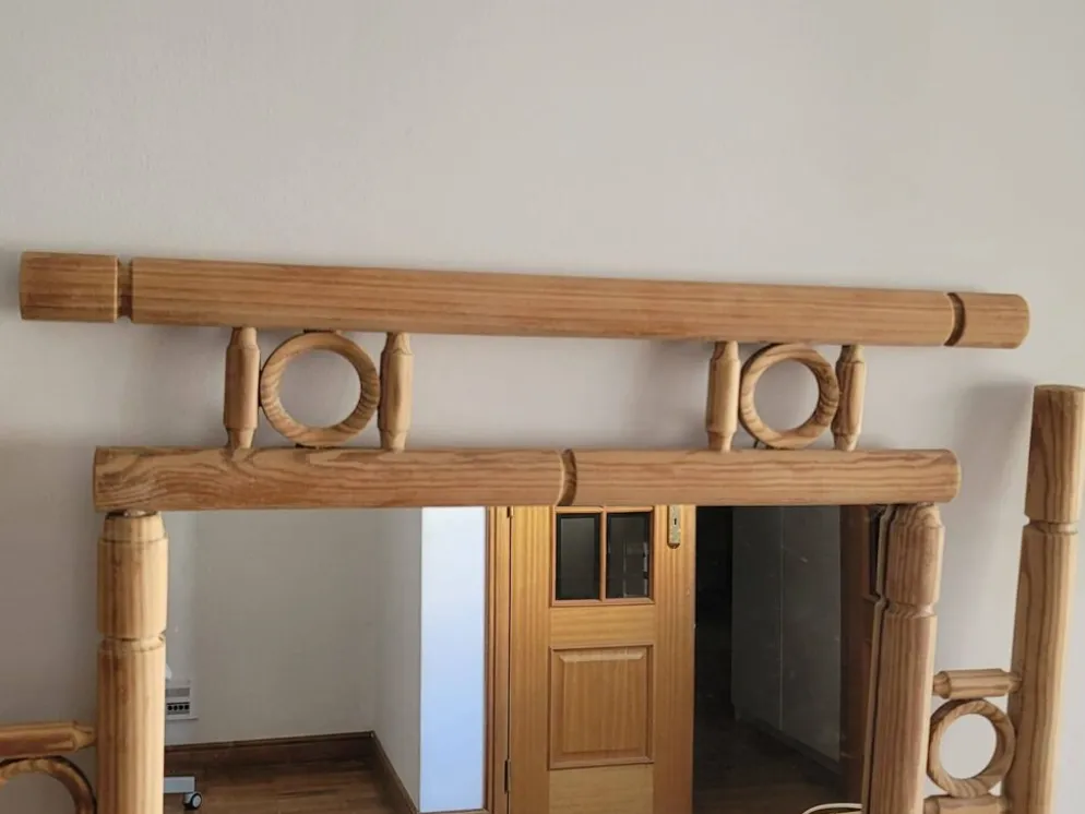 Miroir vintage en bois massif - années 1970