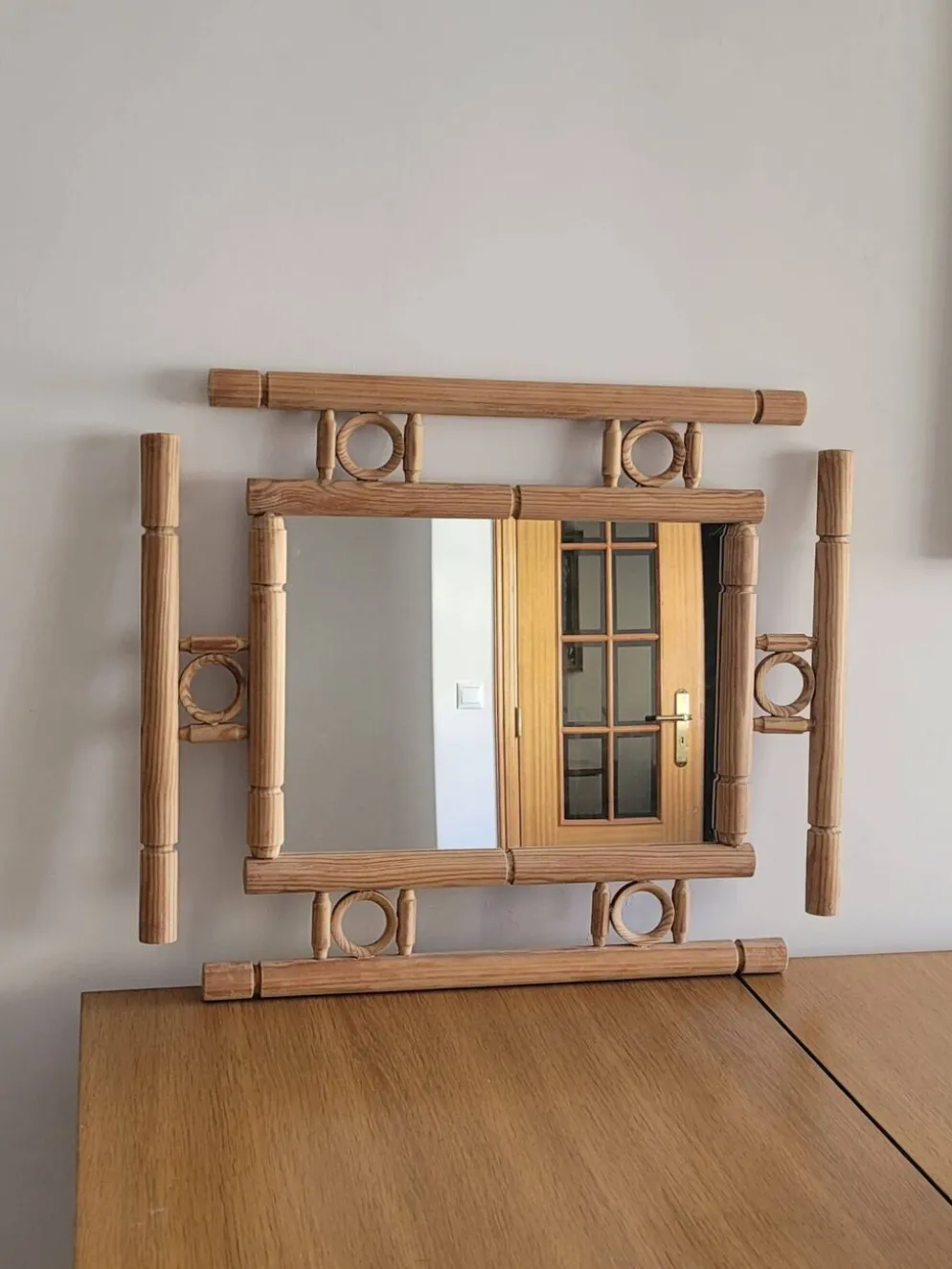 Miroir vintage en bois massif - années 1970