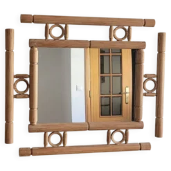Miroir vintage en bois massif - années 1970