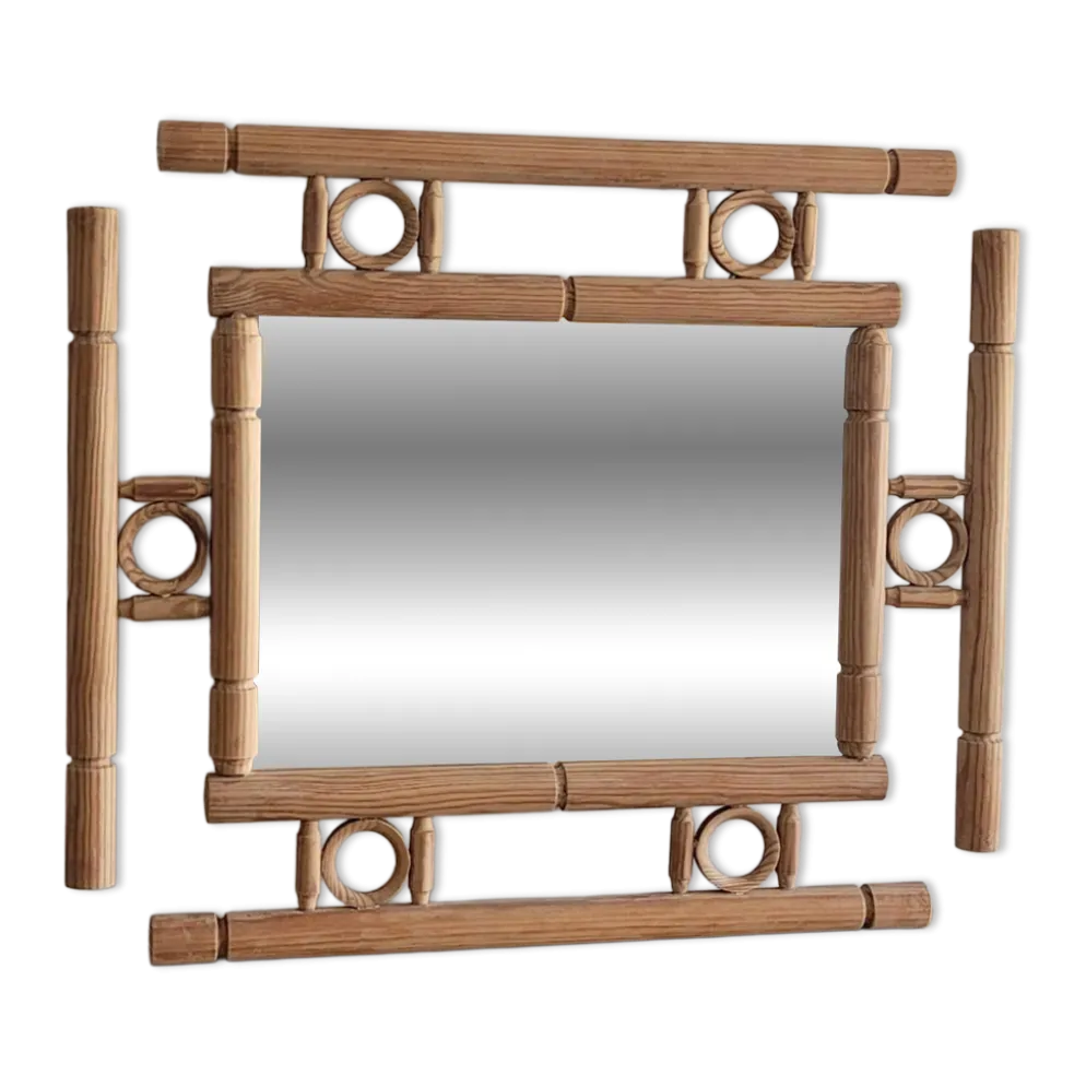 Miroir vintage en bois massif - années 1970
