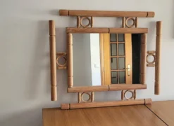 Miroir vintage en bois massif - années 1970