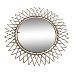 Miroir vintage en Fils de Laiton, modulable, Recouvert d'or fin, 1960-70
