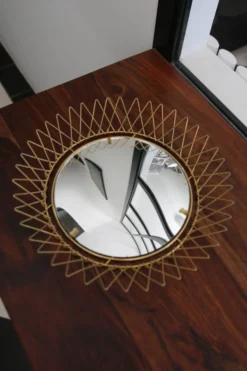 Miroir vintage en Fils de Laiton, modulable, Recouvert d'or fin, 1960-70