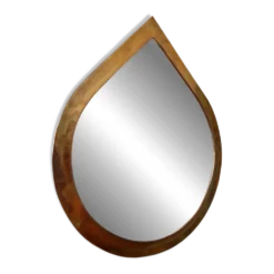 Miroir vintage en laiton, forme goutte d'eau, années 1970