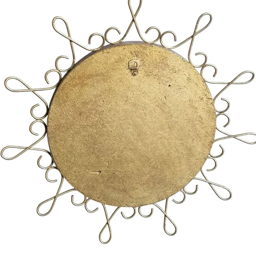 Miroir vintage en métal doré avec effet convexe des années 70