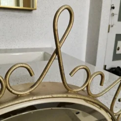 Miroir vintage en métal doré avec effet convexe des années 70