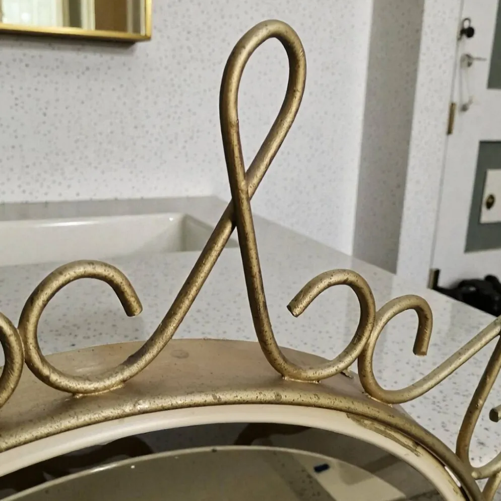 Miroir vintage en métal doré avec effet convexe des années 70