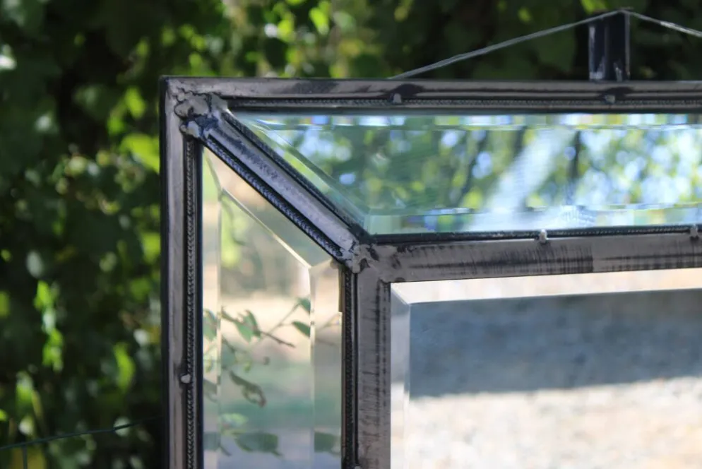 Miroir vintage en métal à parcloses – 5 glaces biseautées