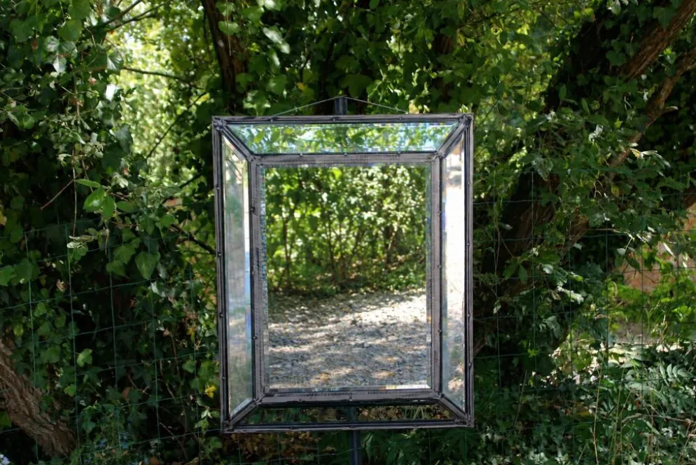 Miroir vintage en métal à parcloses – 5 glaces biseautées