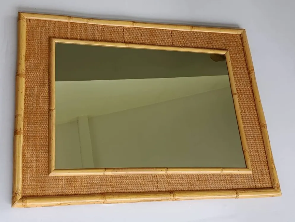 Miroir vintage en rotin Dal Vera