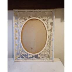 Miroir vintage en rotin et osier