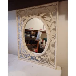 Miroir vintage en rotin et osier