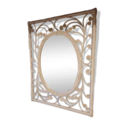 Miroir vintage en rotin et osier