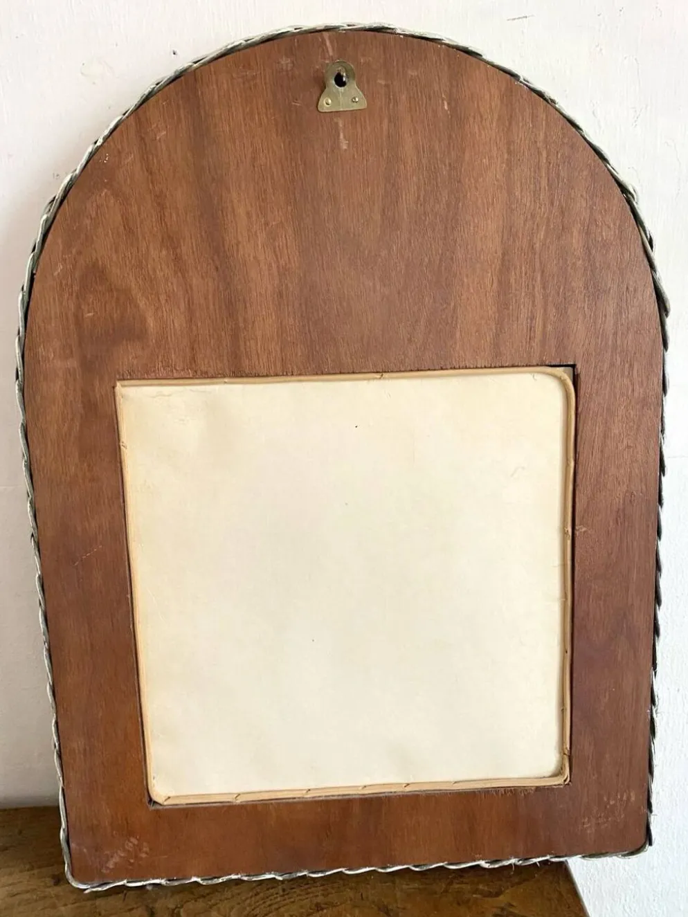 Miroir vintage en rotin tressé