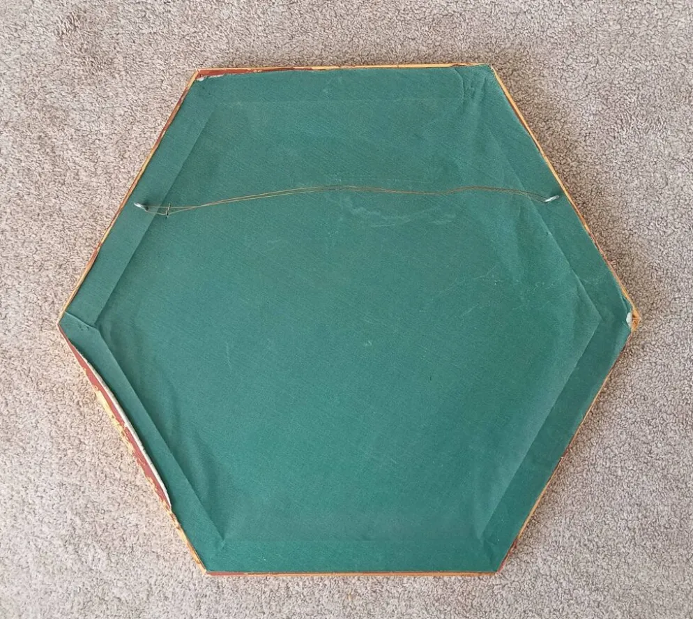 Miroir vintage hexagonale bohème chic en bois doré