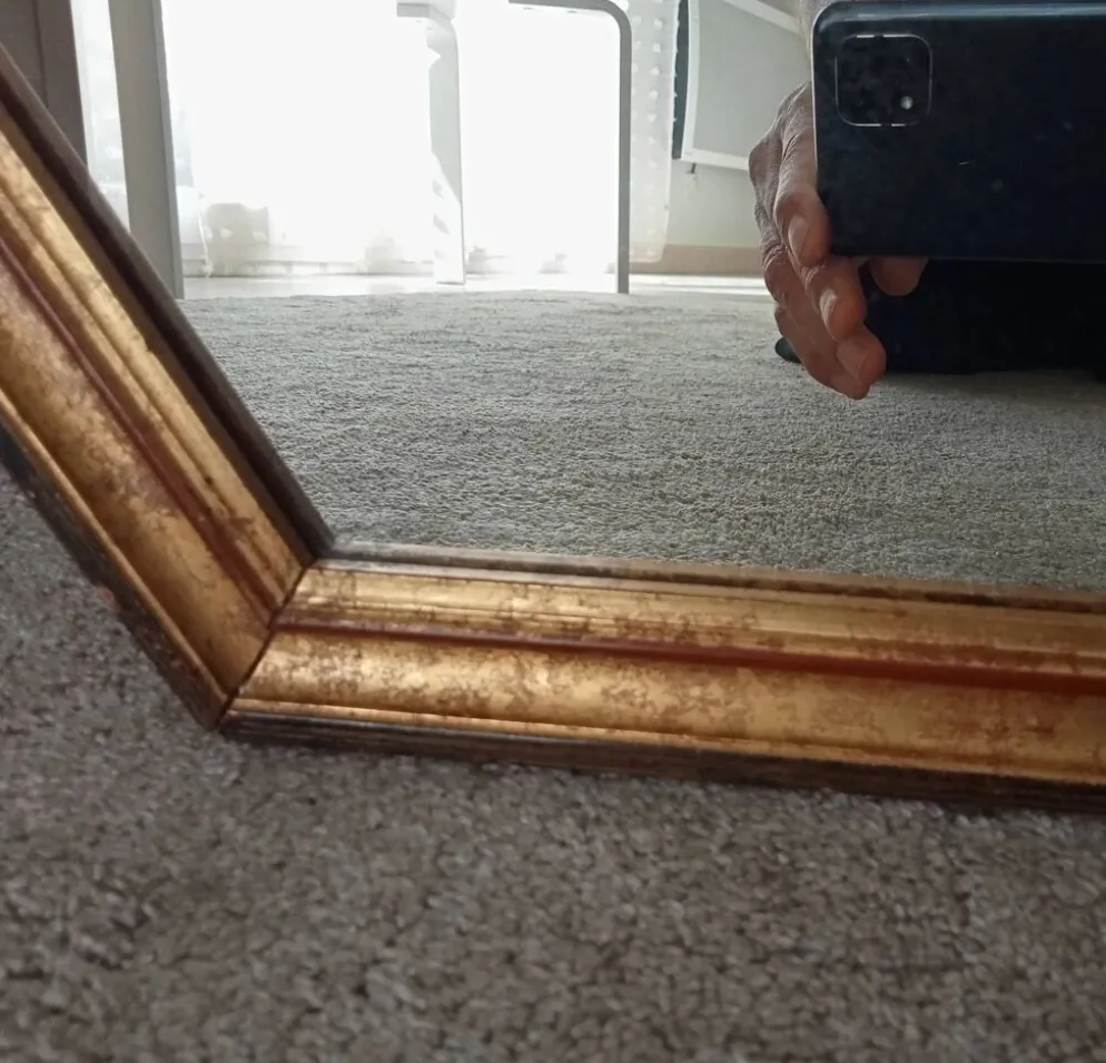 Miroir vintage hexagonale bohème chic en bois doré