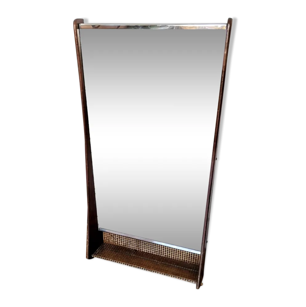 Miroir vintage métal et bois 36x67cm