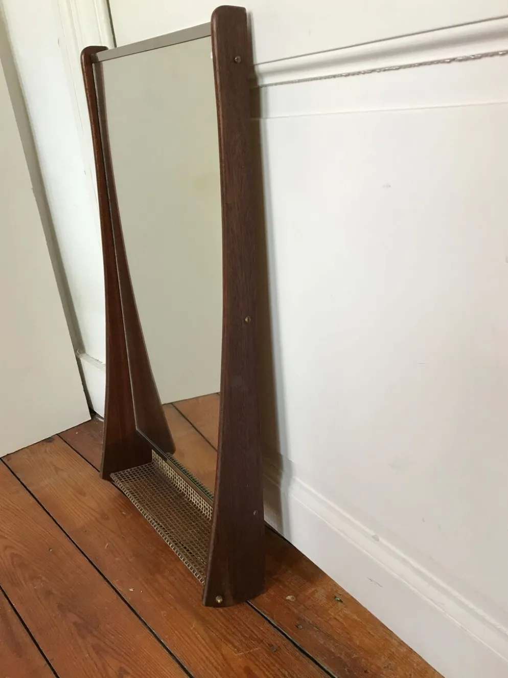 Miroir vintage métal et bois 36x67cm
