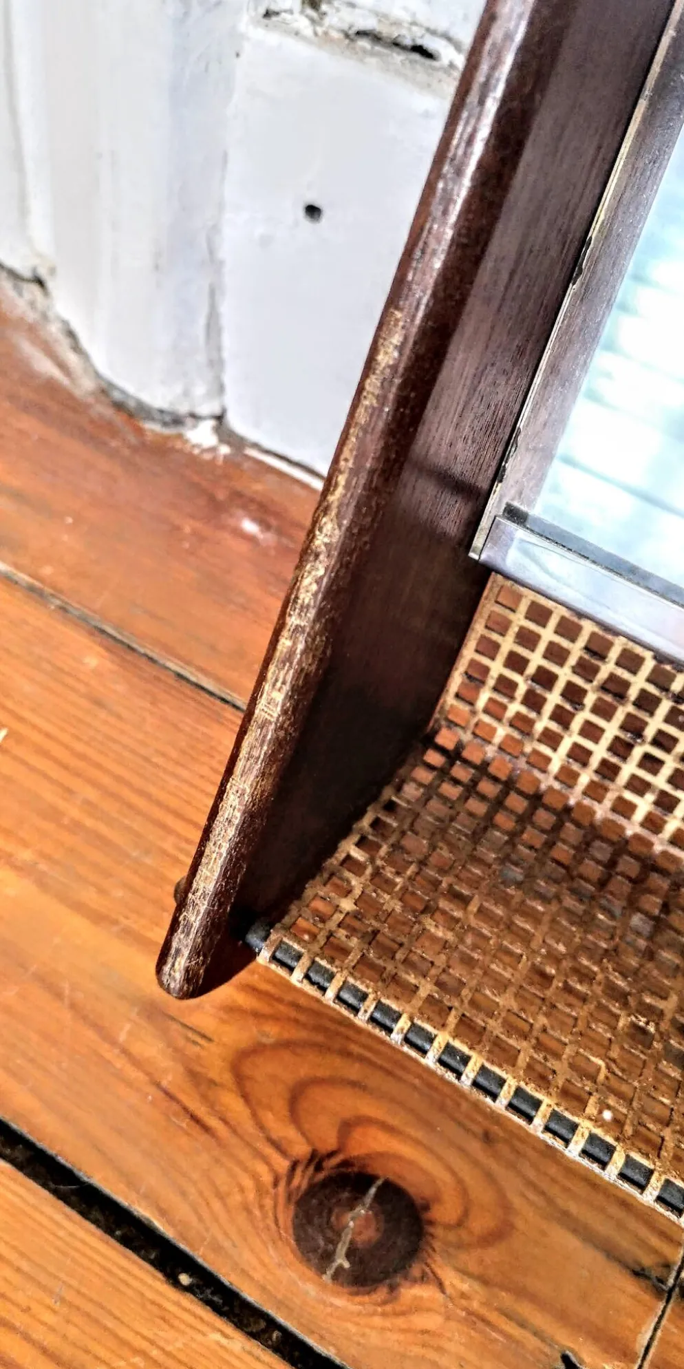 Miroir vintage métal et bois 36x67cm