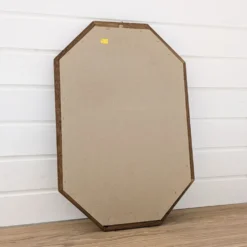 Miroir vintage octogonal bois massif nervuré salle de bain chambre couloir