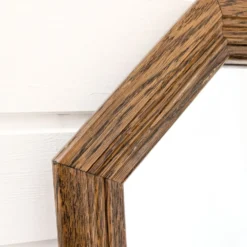 Miroir vintage octogonal bois massif nervuré salle de bain chambre couloir
