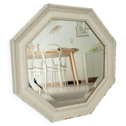 Miroir vintage octogonale biseauté style shabby chic