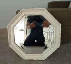 Miroir vintage octogonale biseauté style shabby chic