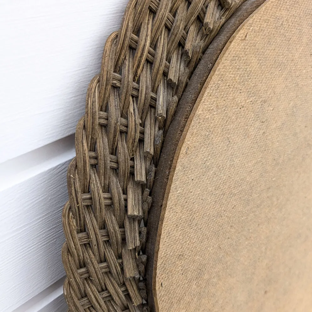 Miroir vintage ovale en osier tressé style bohème