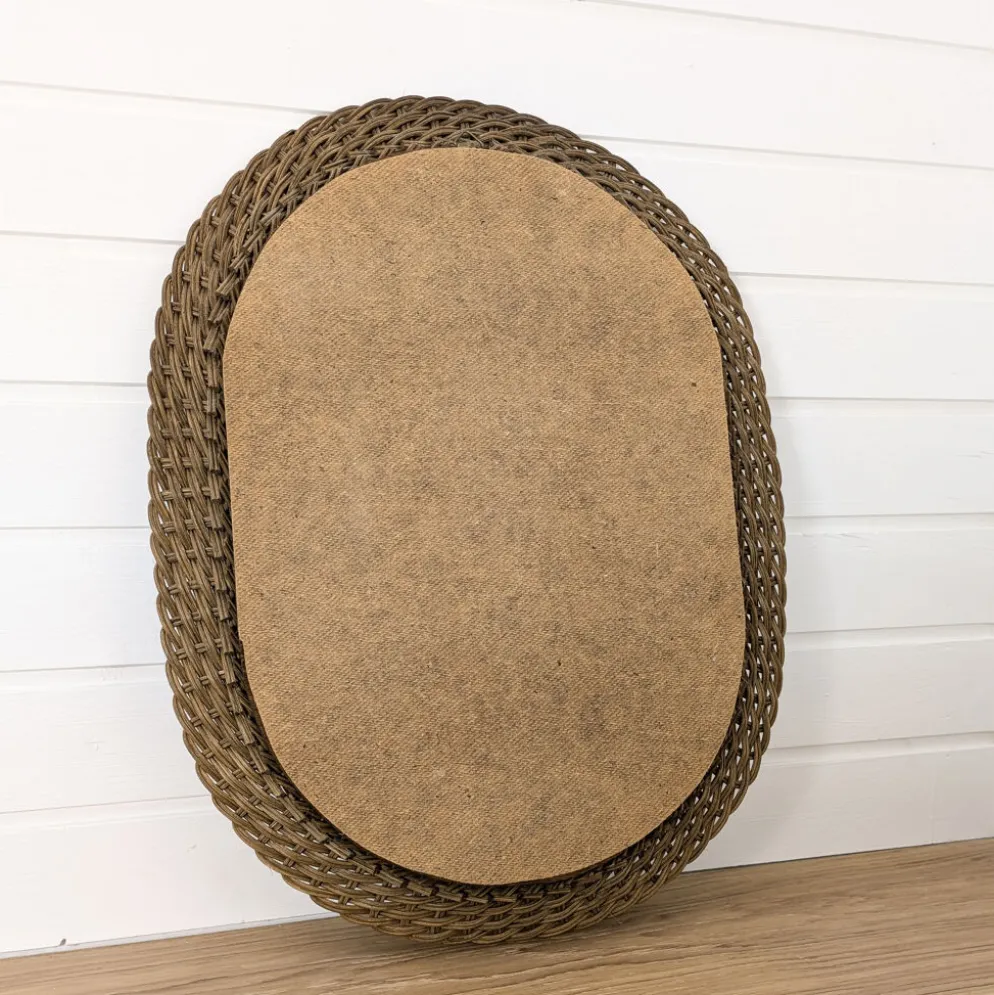 Miroir vintage ovale en osier tressé style bohème