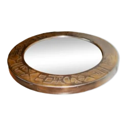 Miroir vintage rond en cuivre par marco fugeri 1960