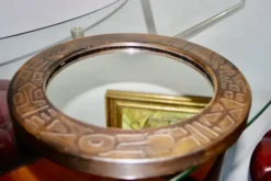 Miroir vintage rond en cuivre par marco fugeri 1960