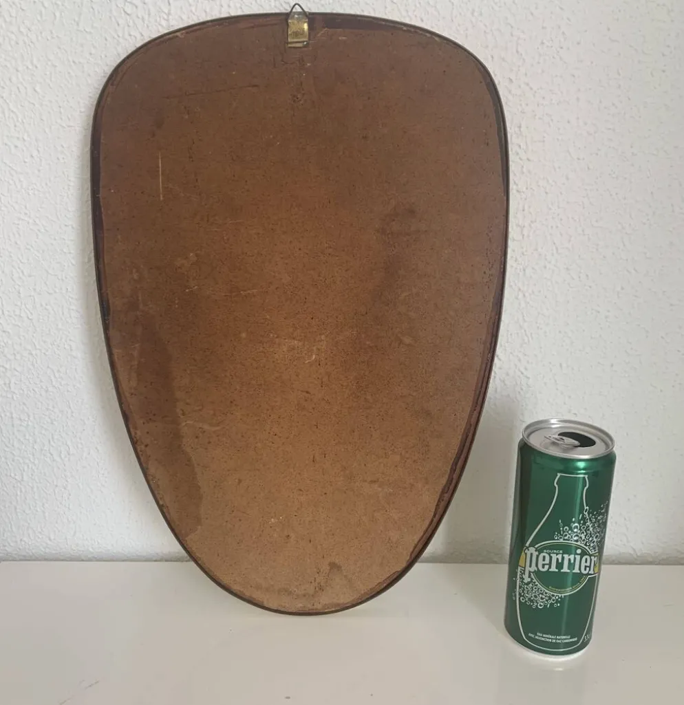 Miroir vintage 1960 rétroviseur asymétrique forme libre - 40 x 26 cm