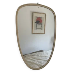 Miroir vintage 1960 rétroviseur asymétrique forme libre - 40 x 26 cm